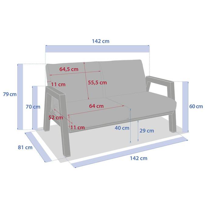 Sofá de jardín AXIOME Praline / Beige 2 plazas - Aluminio tratado con epoxi, Poliéster Beige / Praliné