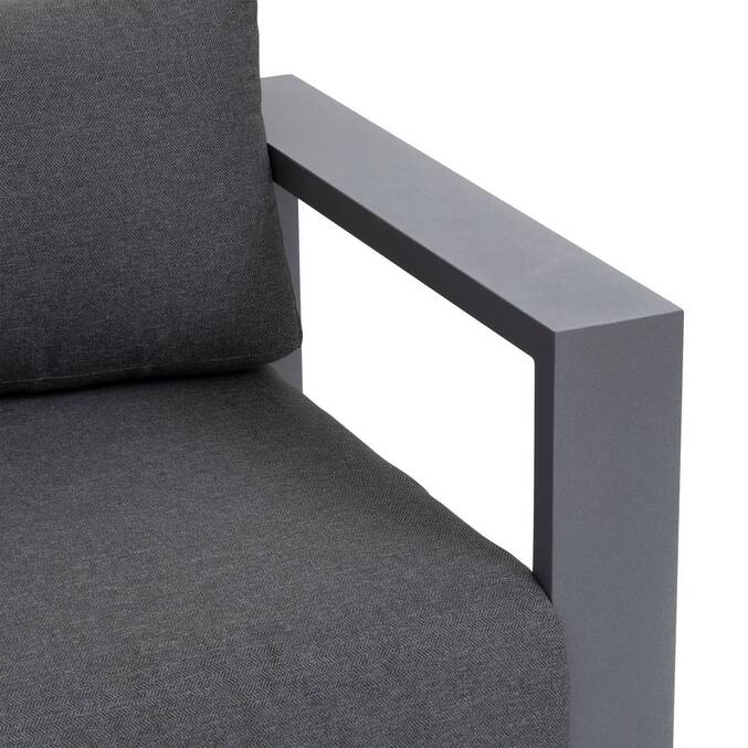Sofá esquinero de jardín ALLURE Grafito 5 plazas - Aluminio tratado con epoxi, Poliéster Gris / Grafito
