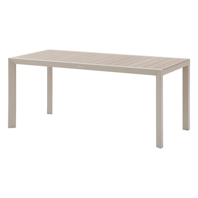 1 mesa de jardín ÉVASION Lino & Arcilla + 6 sillas apilables ESSENTIA 1 mesa de jardín 6 plazas y 6 sillas apilables Lino / Arcilla
