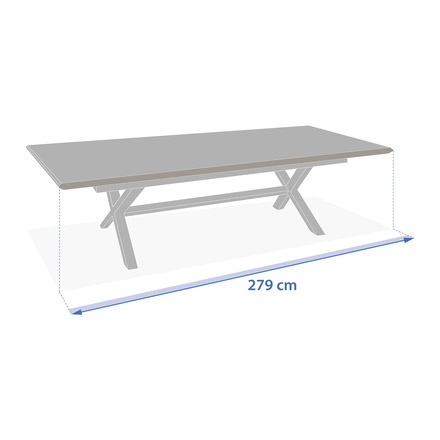 1 mesa de jardín extensible AXIOME Efecto teca Nuez & Grafito + 10 sillones DIESE 1 mesa de jardín extensible para 10 personas y 10 sillas apilables