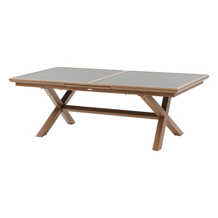 1 mesa de jardín extensible AXIOME Miel & Grafito + 10 sillones apilables AXANT 1 mesa de jardín extensible 10 plazas y 10 sillas apilables