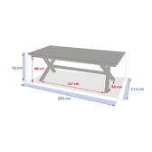 1 mesa de jardín extensible AXIOME Miel & Grafito + 10 sillones apilables AXANT 1 mesa de jardín extensible 10 plazas y 10 sillas apilables Honey / Grafito