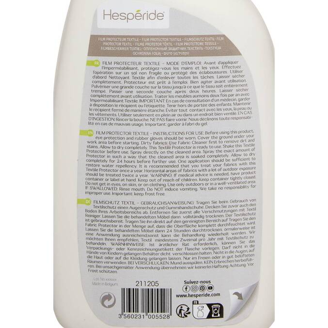 Película protectora para textiles con acabado transparente Spray 75 cl Blanco