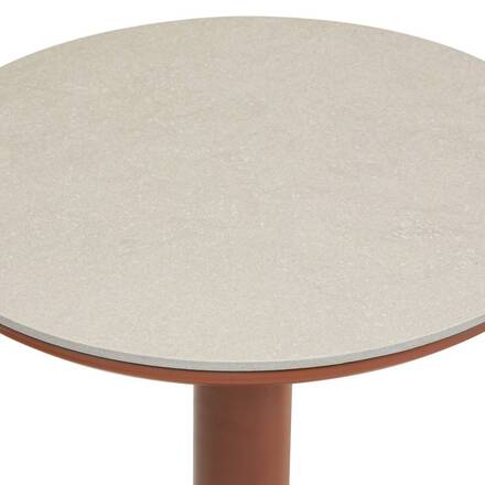 Mesa Auxiliar de Jardín Redonda SOLETIA Caoba 40 x 40 x 50 cm - Acero