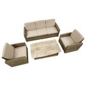 Conjunto de jardín SELENIM Naturae 5 plazas - Aluminio tratado con epoxi, Olefina Naturae