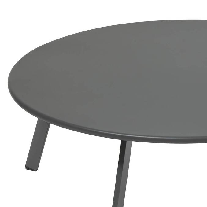 Mesa auxiliar de jardín redonda SAONA Grafito D.90 cm - Acero tratado con epoxi, Tratamiento antióxido reforzado Grafito