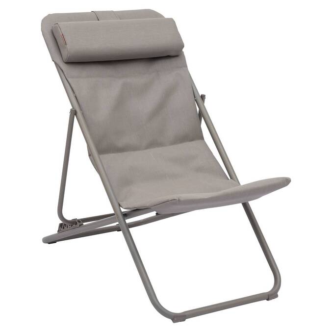 Tumbona plegable apilable de jardín MIRAEL Avellana / Café 3 posiciones - Acero recubierto de epoxi, Tratamiento antióxido reforzado Avellana / Café