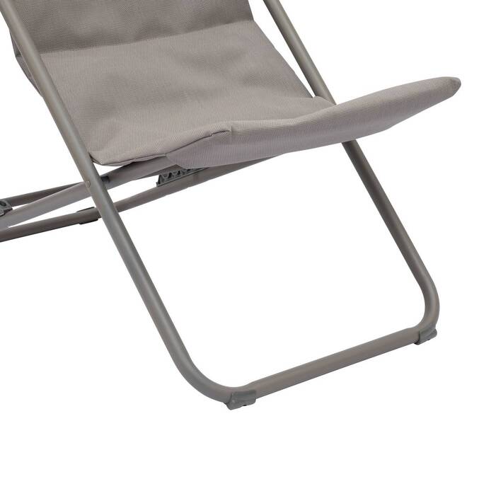 Tumbona plegable apilable de jardín MIRAEL Avellana / Café 3 posiciones - Acero recubierto de epoxi, Tratamiento antióxido reforzado Avellana / Café