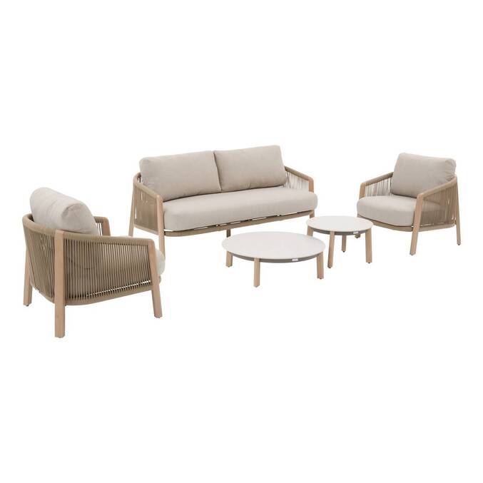 Conjunto de jardín NELORA Beige 5 plazas - Aluminio tratado con epoxi, Olefina13