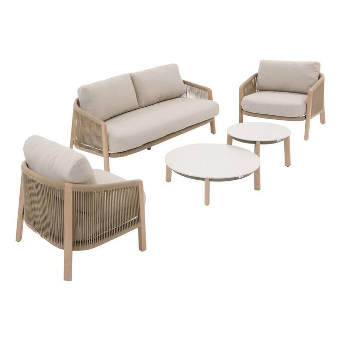 Conjunto de jardín NELORA Beige 5 plazas - Aluminio tratado con epoxi, Olefina13