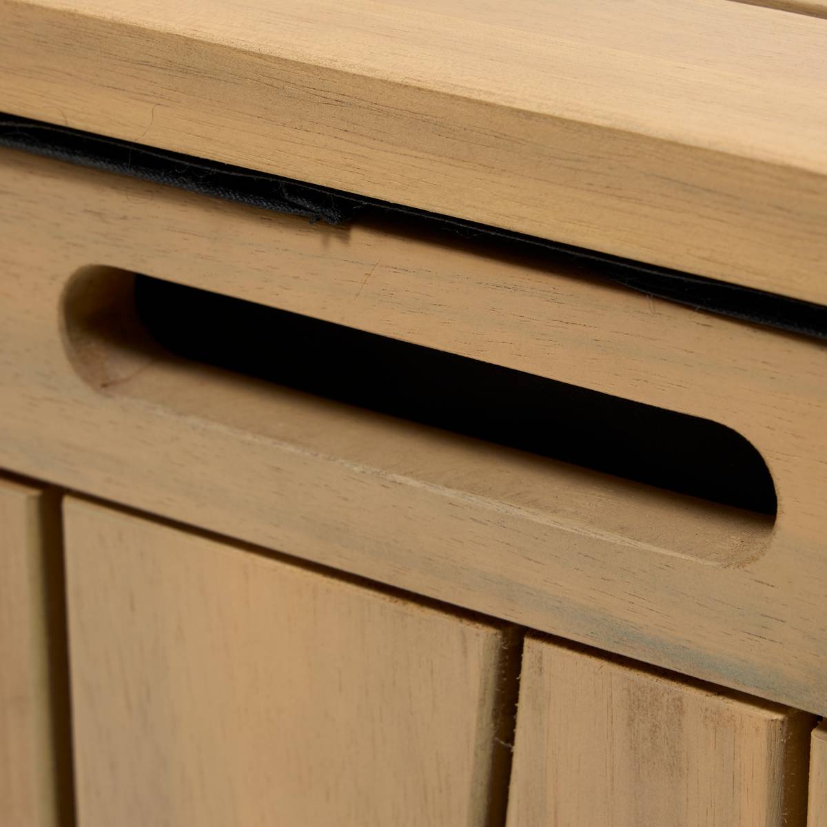 Baúl de almacenamiento LODGIA Beige 165L - Acacia certificado FSC®, Acero Acacia