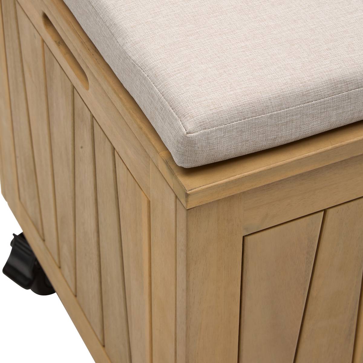 Baúl de almacenamiento LODGIA Beige 210L - Acacia certificado FSC®, Acero Acacia