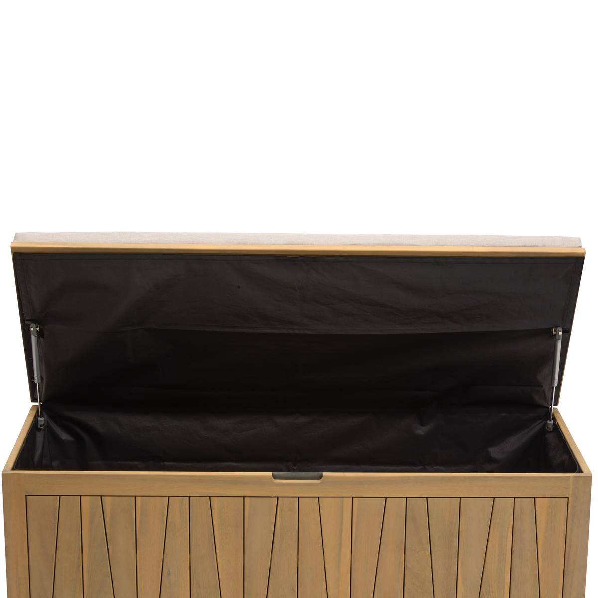 Baúl de almacenamiento LODGIA Beige 210L - Acacia certificado FSC®, Acero Acacia