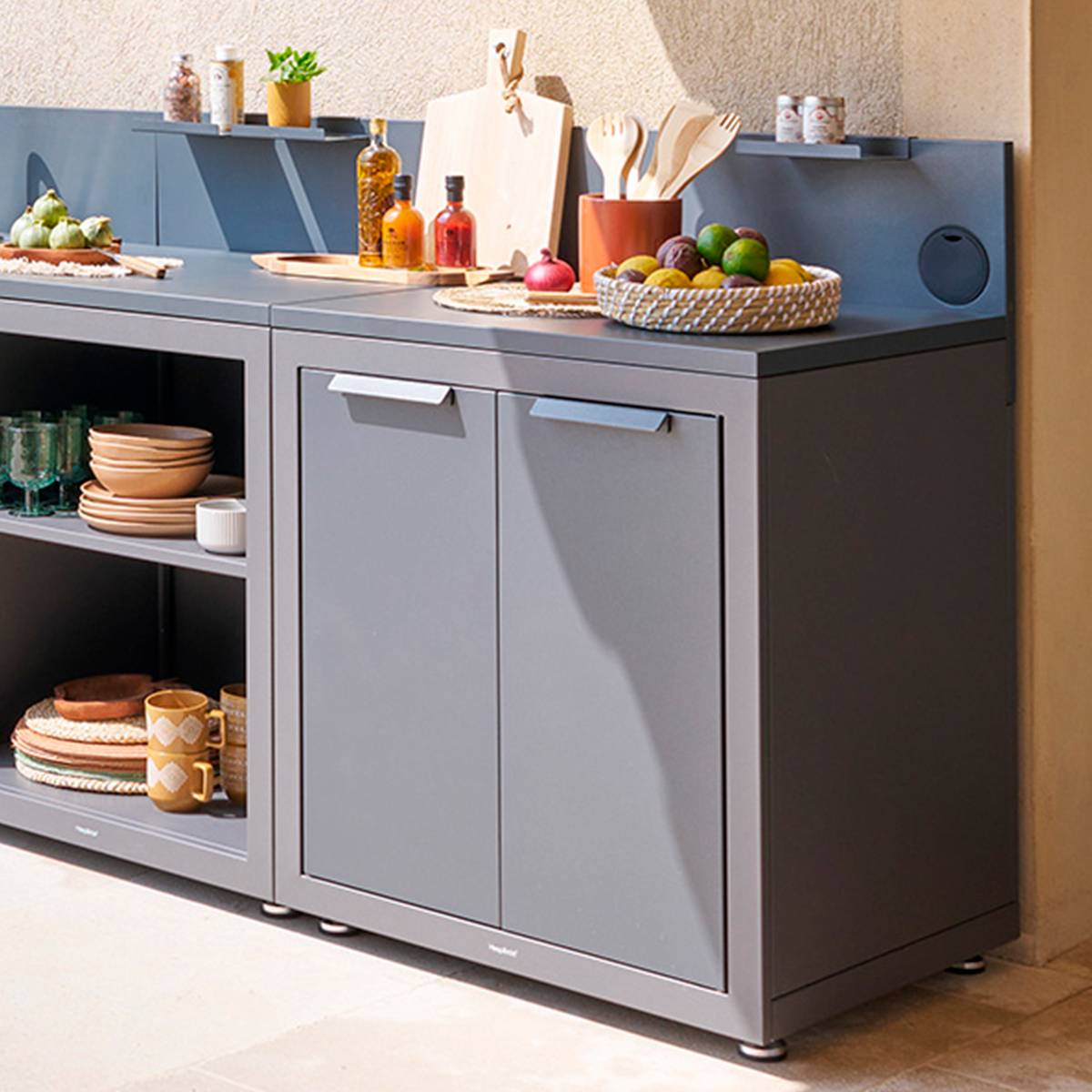 Módulo para cocina de verano OXYANA Grafito 110 x 80 x 60 cm - Acero galvanizado, Tratamiento antioxidante reforzado Grafito
