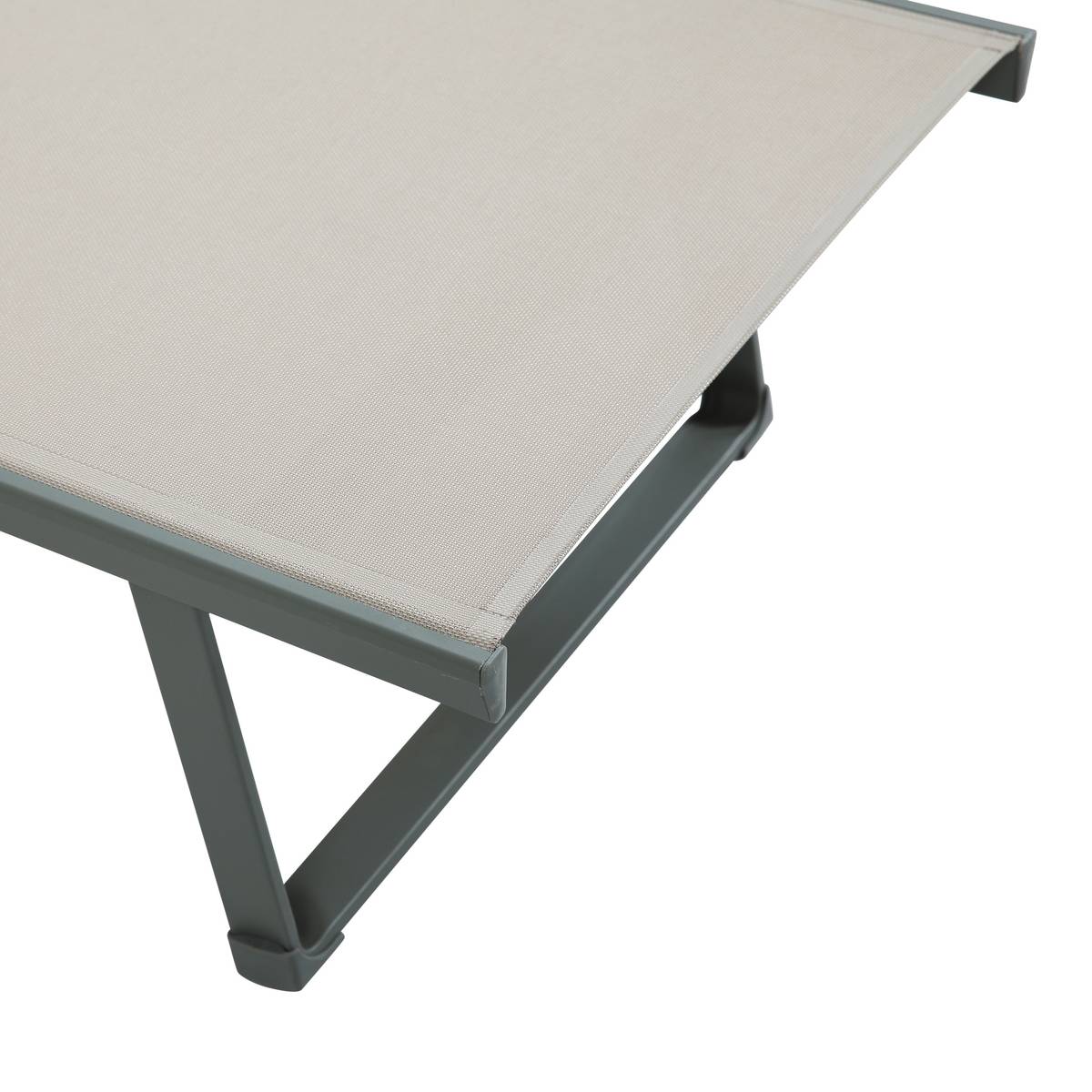 Tumbona BAYAMO Lino / Verde laurel 5 posiciones - Aluminio tratado con epoxi, Texaline Lino / Laurel