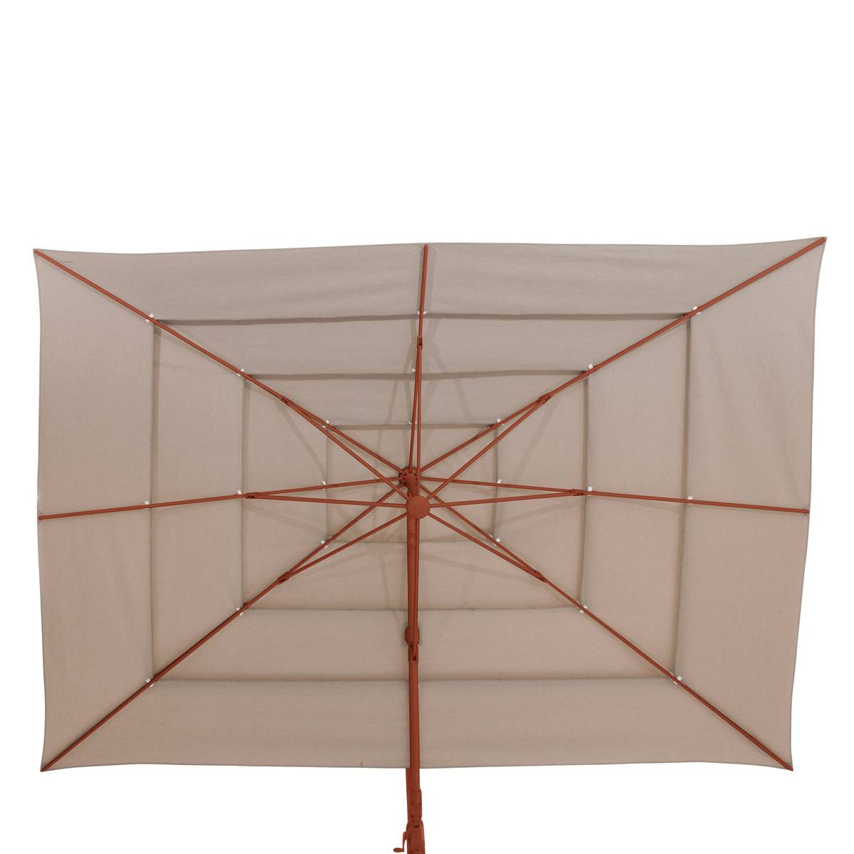 Parasol lateral rectangular inclinable MELHIA Lino / Caoba 4 x 3 m - Acero, Aluminio, Olefina Lino / Marrón caoba