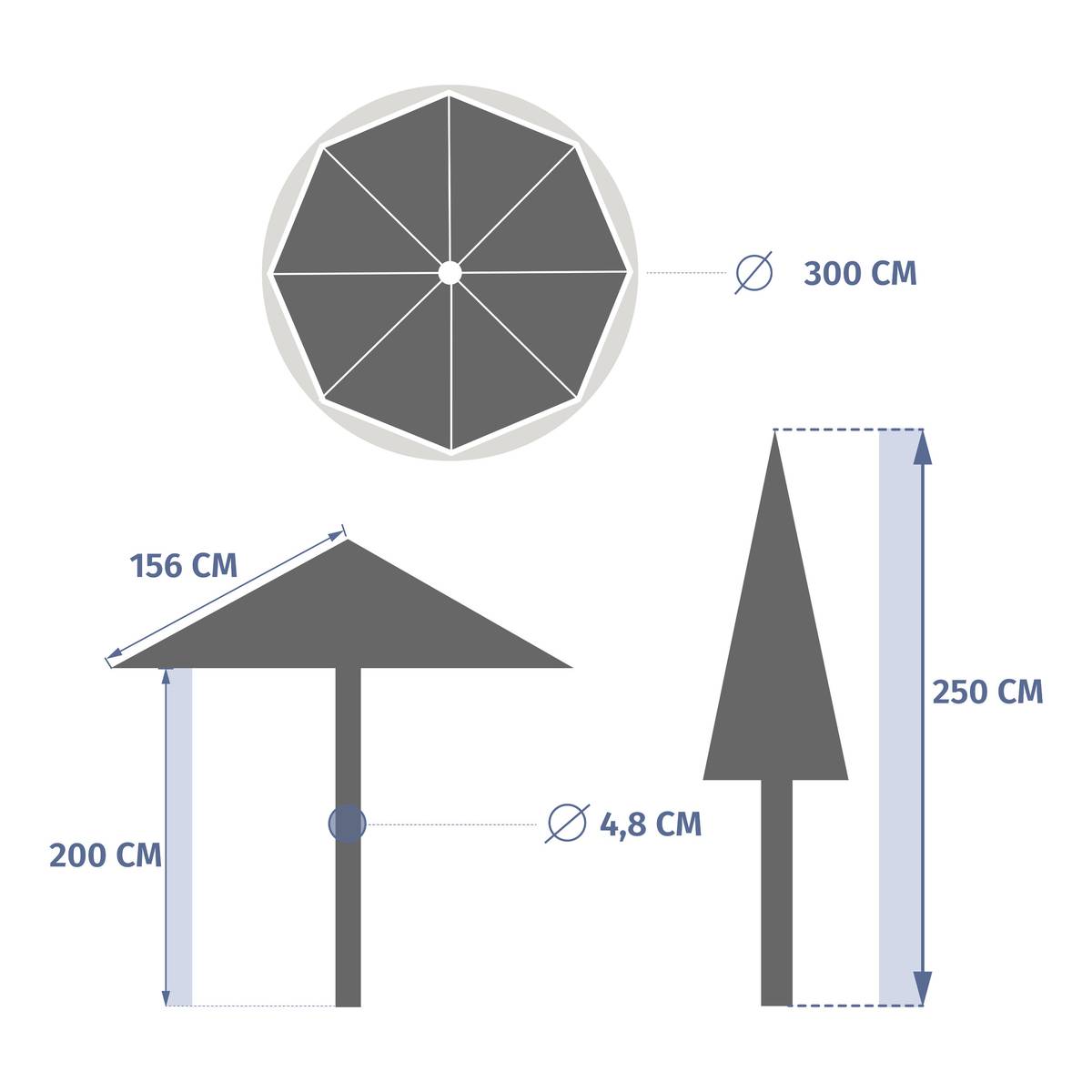 Sombrilla redonda LOOMPA Verde oliva / Grafito 3 m - Acero, Aluminio, Poliéster Verde oliva / Grafito