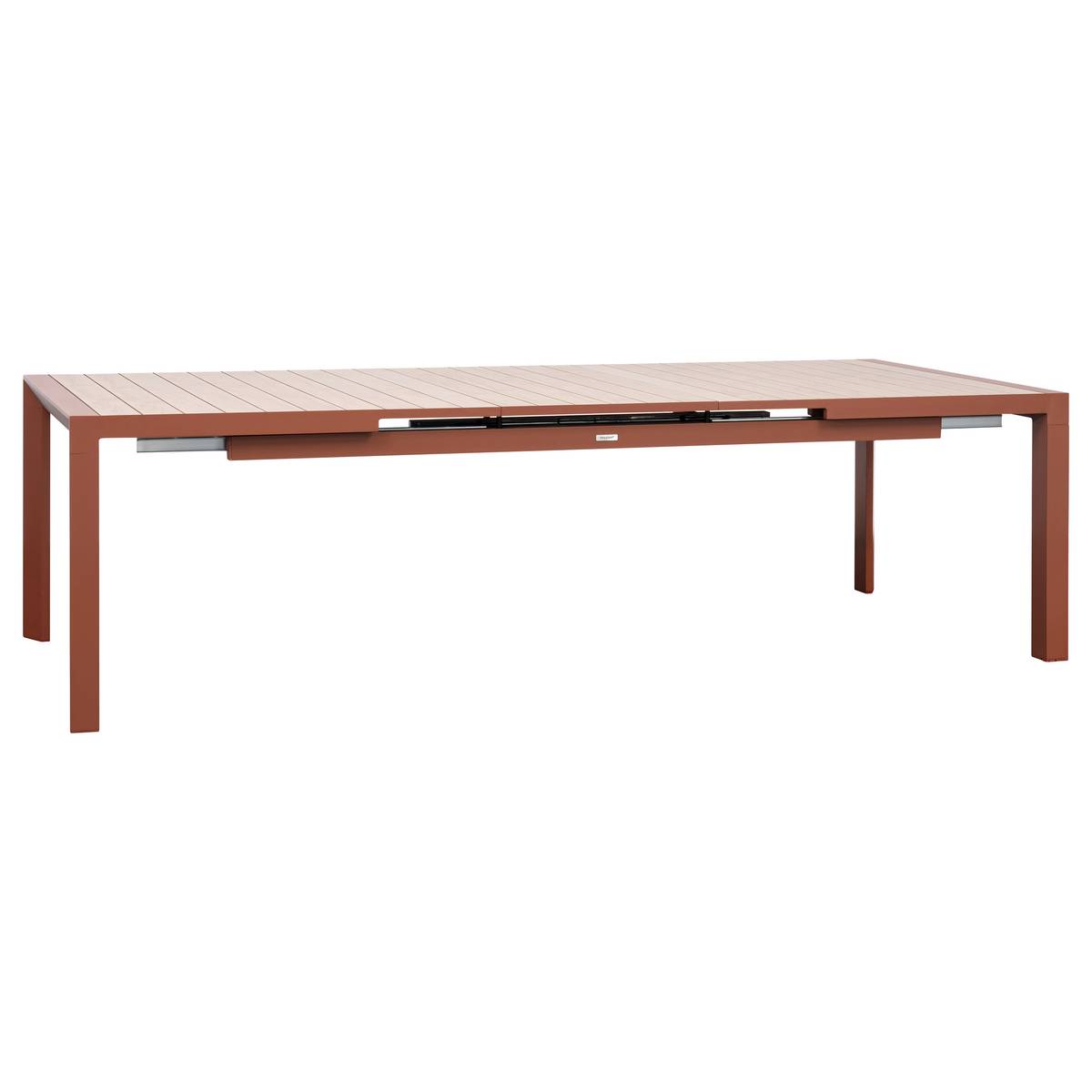 Mesa de jardín rectangular extensible ÉVASION efecto madera Honey / Caoba 10 plazas - Aluminio recubierto de epoxi Efecto madera Honey / Marrón caoba