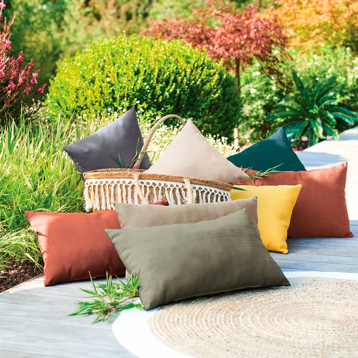 Cojín decorativo KORAÏ Caoba 30 x 50 cm - Poliéster Marrón Caoba