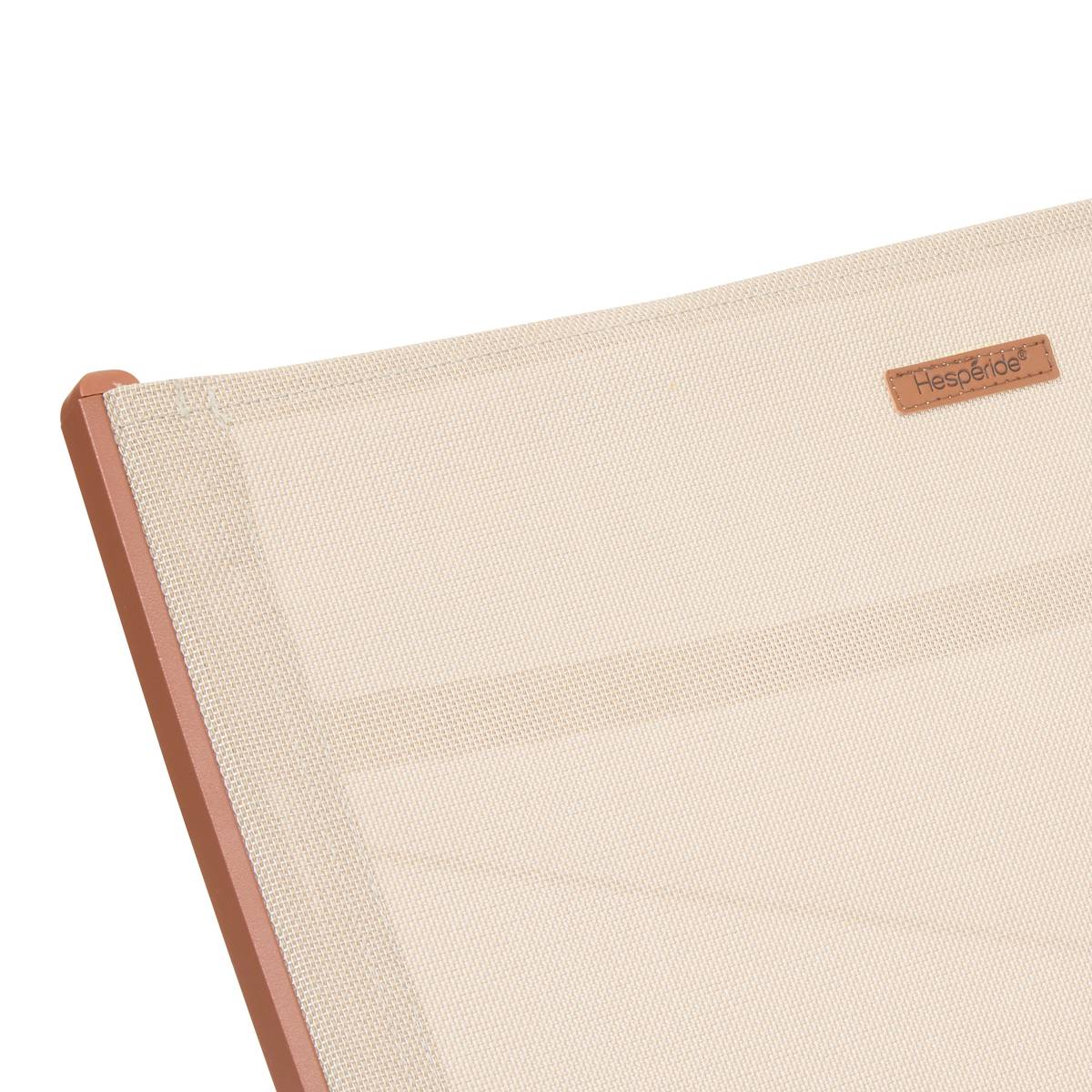Tumbona BONAO Lino / Caoba 2 ruedas - Aluminio recubierto de epoxi, Texaline Lino / Marrón caoba