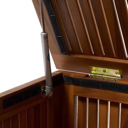 Baúl de almacenamiento Beige 100L - Acero, Acacia certificado FSC®