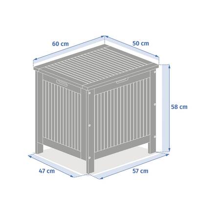 Baúl de almacenamiento Beige 100L - Acero, Acacia certificado FSC®