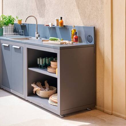 Estante para cocina de verano OXYANA Grafito 110 x 60 x 80 cm - Acero galvanizado, Tratamiento reforzado contra el óxido