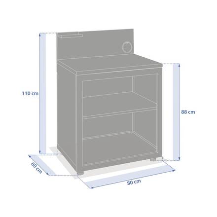 Estante para cocina de verano OXYANA Grafito 110 x 60 x 80 cm - Acero galvanizado, Tratamiento reforzado contra el óxido