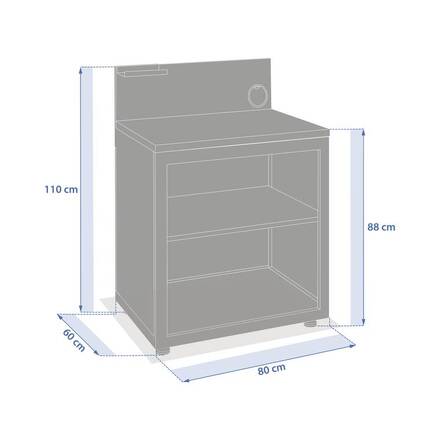 Estante para cocina de verano OXYANA Grafito 110 x 60 x 80 cm - Acero galvanizado, Tratamiento reforzado contra el óxido