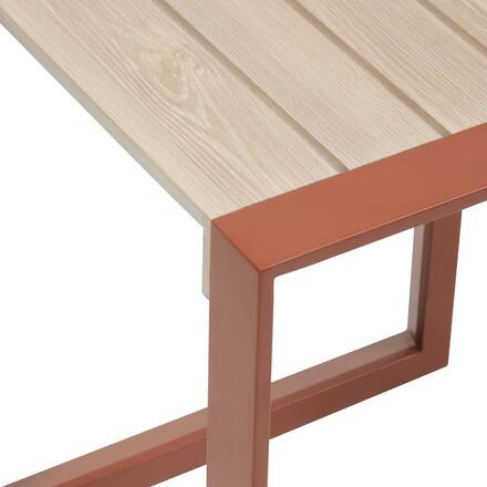 Mesa auxiliar de jardín cuadrada ALLURE Lino / Caoba 44 x 44 x 55 cm - Acero, Aluminio, Tratamiento antioxidante
