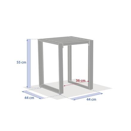 Mesa auxiliar de jardín cuadrada ALLURE Lino / Caoba 44 x 44 x 55 cm - Acero, Aluminio, Tratamiento antioxidante