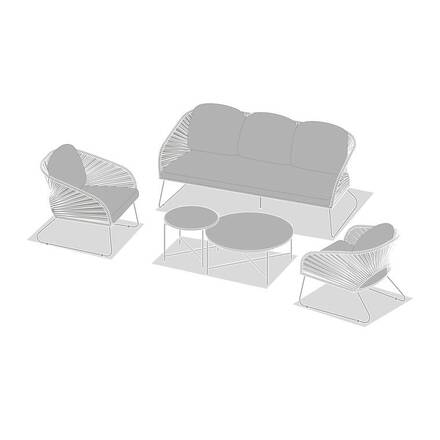 Conjunto de jardín BELANO Verde laurel 5 plazas - Acero tratado con epoxi, Tratamiento antióxido reforzado, Olefina
