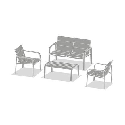 Conjunto de jardín PIAZZA Café 4 plazas - Aluminio tratado con epoxi, Texaline