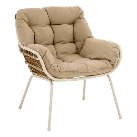 Conjunto de jardín PAOPAO Beige / Arcilla 4 plazas - Acero tratado con epoxi, Tratamiento reforzado contra el óxido, Poliéster