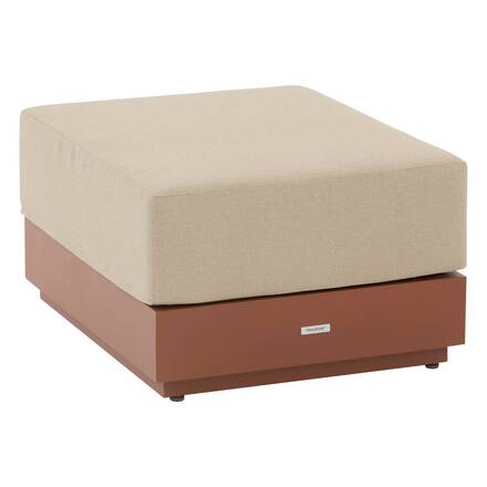 Puf de jardín rectangular ALLURE Beige / Caoba 78 x 65 x 42 cm - Poliéster, Aluminio recubierto de epoxi, Poliéster