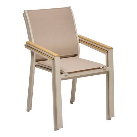 Silla de jardín con reposabrazos ESSENTIA Arcilla Aluminio tratado con epoxi, acacia certificada FSC®, Texaline