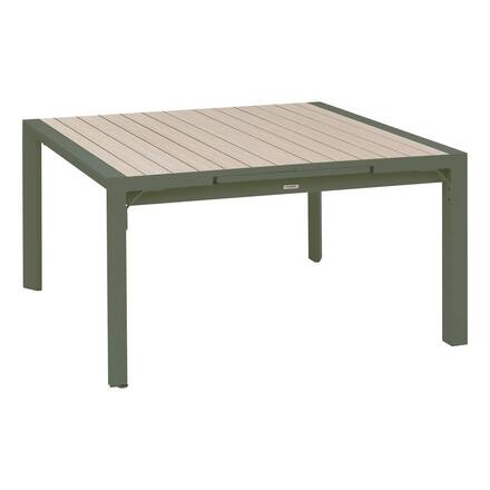 Mesa de jardín rectangular extensible ÉVASION Lino / Verde laurel 10 plazas - Aluminio recubierto de epoxi