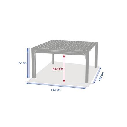 Mesa de jardín rectangular extensible ÉVASION Lino / Verde laurel 10 plazas - Aluminio recubierto de epoxi