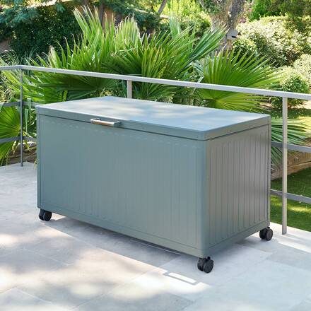 Baúl de almacenamiento EDENIO Verde laurel 670 L - Acero tratado con epoxi, Aluminio tratado con epoxi