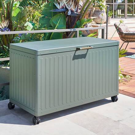 Baúl de almacenamiento EDENIO Verde laurel 510 L - Acero tratado con epoxi, Aluminio tratado con epoxi