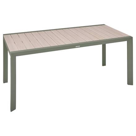 Mesa de jardín rectangular ÉVASION Lino / Verde laurel 6 plazas - Aluminio con recubrimiento de epoxi