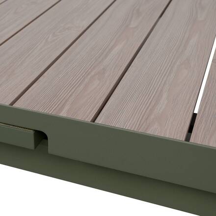 Mesa de jardín rectangular extensible ÉVASION Lino / Verde laurel 8 plazas - Aluminio recubierto de epoxi