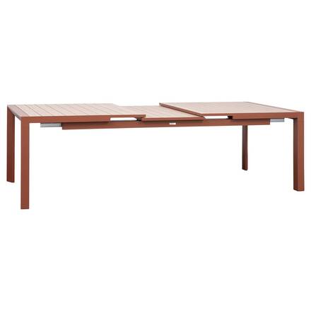 Mesa de jardín rectangular extensible ÉVASION efecto madera Honey / Caoba 10 plazas - Aluminio recubierto de epoxi