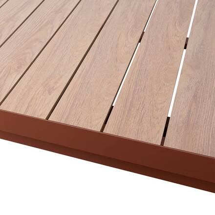 Mesa de jardín rectangular extensible ÉVASION efecto madera Honey / Caoba 10 plazas - Aluminio recubierto de epoxi