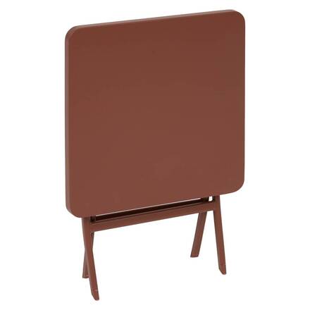 Mesa auxiliar de jardín plegable cuadrada GREENSBORO Caoba 40 x 40 cm - Acero, Tratamiento Antioxidante Reforzado