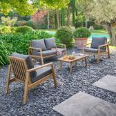 Conjunto de jardín TIWI Gris / Acacia 4 plazas - Acacia certificado FSC® Gris / Acacia