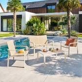 Conjunto de jardín PIAZZA Arcilla 4 plazas - Aluminio tratado con epoxi, Texaline Arcilla