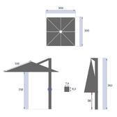 Parasol lateral cuadrado inclinable MELHIA Verde laurel 3 x 3 m - Aluminio, Acero, Olefina Laurel