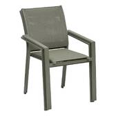 Silla de jardín con reposabrazos ESSENTIA Verde laurel Aluminio tratado con epoxi, acacia certificada FSC®, Texaline Laurel
