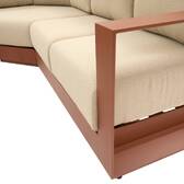 Sofá esquinero de jardín ALLURE Beige / Caoba 5 plazas - Aluminio tratado con epoxi, Poliéster Beige / Marrón caoba